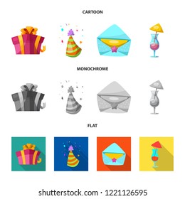 Isolated object of party and birthday logo. Set of party and celebration vector icon for stock.