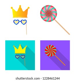 Isolated object of party and birthday logo. Set of party and celebration stock vector illustration.