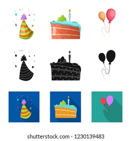 Isolated object of party and birthday logo. Collection of party and celebration stock vector illustration.