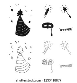 Isolated object of party and birthday logo. Collection of party and celebration stock symbol for web.