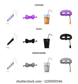 Isolated object of party and birthday logo. Set of party and celebration stock symbol for web.