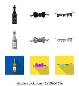 Isolated object of party and birthday logo. Collection of party and celebration vector icon for stock.