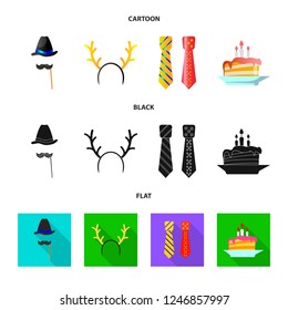 Isolated object of party and birthday logo. Collection of party and celebration stock vector illustration.