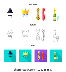 Isolated object of party and birthday logo. Set of party and celebration stock symbol for web.