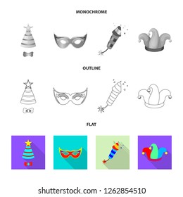 Isolated object of party and birthday logo. Collection of party and celebration stock symbol for web.