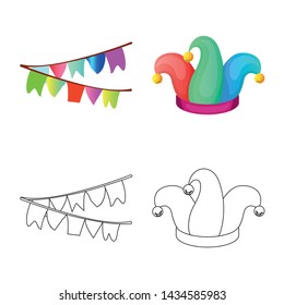 Isolated object of party and birthday logo. Collection of party and celebration stock symbol for web.