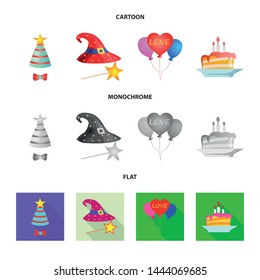 Isolated object of party and birthday logo. Collection of party and celebration stock vector illustration.