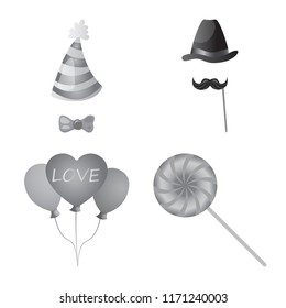 Isolated object of party and birthday sign. Set of party and celebration vector icon for stock.