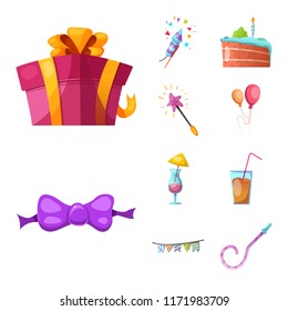 Isolated object of party and birthday sign. Collection of party and celebration vector icon for stock.