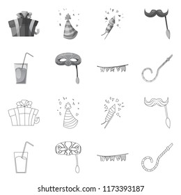 Isolated object of party and birthday sign. Collection of party and celebration vector icon for stock.