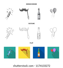Isolated object of party and birthday sign. Set of party and celebration stock symbol for web.