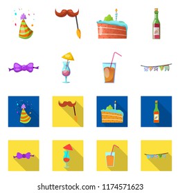 Isolated object of party and birthday sign. Set of party and celebration stock symbol for web.
