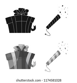 Isolated object of party and birthday sign. Set of party and celebration stock vector illustration.