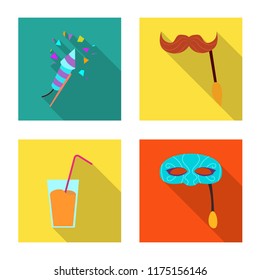 Isolated object of party and birthday sign. Set of party and celebration vector icon for stock.