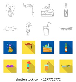Isolated object of party and birthday sign. Set of party and celebration stock vector illustration.
