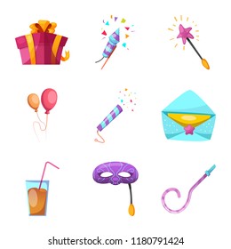 Isolated object of party and birthday sign. Collection of party and celebration stock symbol for web.
