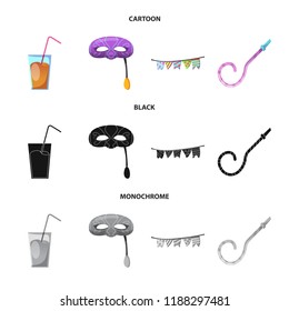 Isolated object of party and birthday sign. Collection of party and celebration stock vector illustration.