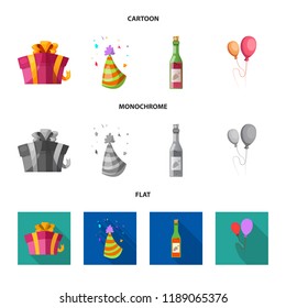 Isolated object of party and birthday sign. Collection of party and celebration stock symbol for web.