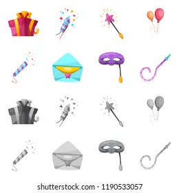 Isolated object of party and birthday sign. Collection of party and celebration stock vector illustration.