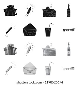 Isolated object of party and birthday sign. Collection of party and celebration vector icon for stock.