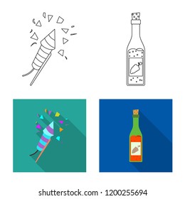 Isolated object of party and birthday sign. Collection of party and celebration stock symbol for web.