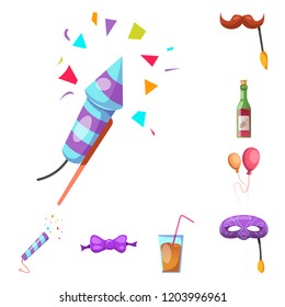 Isolated object of party and birthday sign. Collection of party and celebration vector icon for stock.