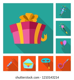 Isolated object of party and birthday sign. Collection of party and celebration stock vector illustration.