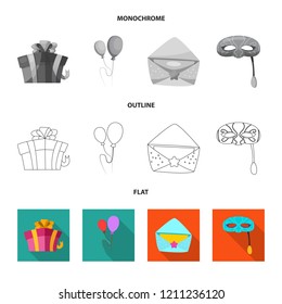 Isolated object of party and birthday sign. Set of party and celebration vector icon for stock.