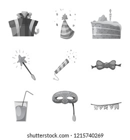 Isolated object of party and birthday sign. Collection of party and celebration stock symbol for web.