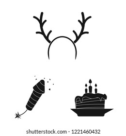 Isolated object of party and birthday sign. Collection of party and celebration stock vector illustration.