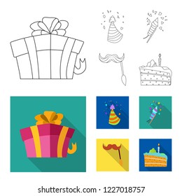 Isolated object of party and birthday sign. Set of party and celebration stock symbol for web.