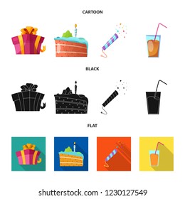 Isolated object of party and birthday sign. Set of party and celebration stock vector illustration.