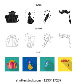 Isolated object of party and birthday sign. Set of party and celebration vector icon for stock.