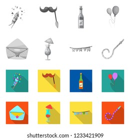 Isolated object of party and birthday sign. Set of party and celebration stock vector illustration.