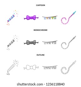 Isolated object of party and birthday sign. Collection of party and celebration stock symbol for web.