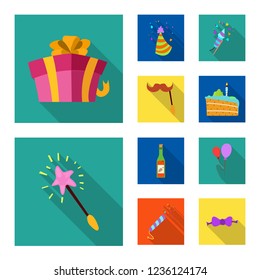 Isolated object of party and birthday sign. Set of party and celebration stock symbol for web.