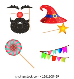 Isolated object of party and birthday sign. Set of party and celebration stock symbol for web.