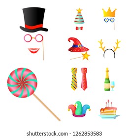 Isolated object of party and birthday sign. Set of party and celebration vector icon for stock.