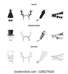 Isolated object of party and birthday sign. Set of party and celebration stock symbol for web.
