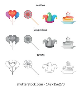 Isolated object of party and birthday sign. Set of party and celebration stock vector illustration.