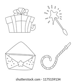 Isolated object of party and birthday symbol. Set of party and celebration stock symbol for web.