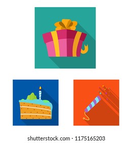 Isolated object of party and birthday symbol. Collection of party and celebration stock symbol for web.