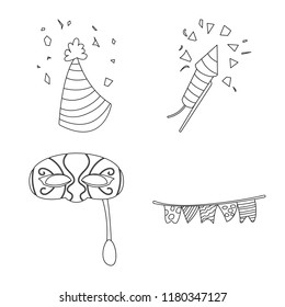 Isolated object of party and birthday symbol. Set of party and celebration vector icon for stock.