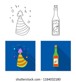 Isolated object of party and birthday symbol. Set of party and celebration vector icon for stock.