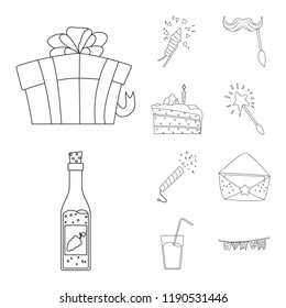 Isolated object of party and birthday symbol. Set of party and celebration stock vector illustration.
