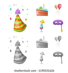 Isolated object of party and birthday symbol. Collection of party and celebration vector icon for stock.