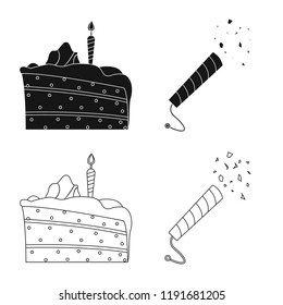 Isolated object of party and birthday symbol. Collection of party and celebration stock vector illustration.