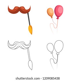 Isolated object of party and birthday symbol. Set of party and celebration stock symbol for web.