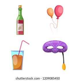 Isolated object of party and birthday symbol. Set of party and celebration stock vector illustration.