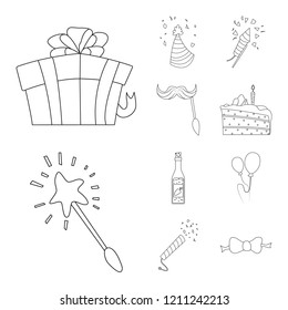 Isolated object of party and birthday symbol. Set of party and celebration stock vector illustration.
